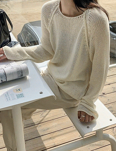 summer boat-neck loosefit knit